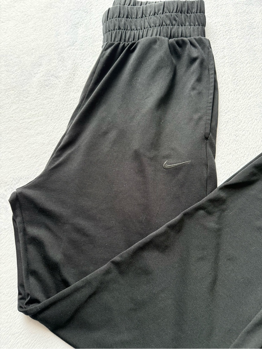 Nike High Waisted Slim Fit Black Athletic Joggers with Swoosh